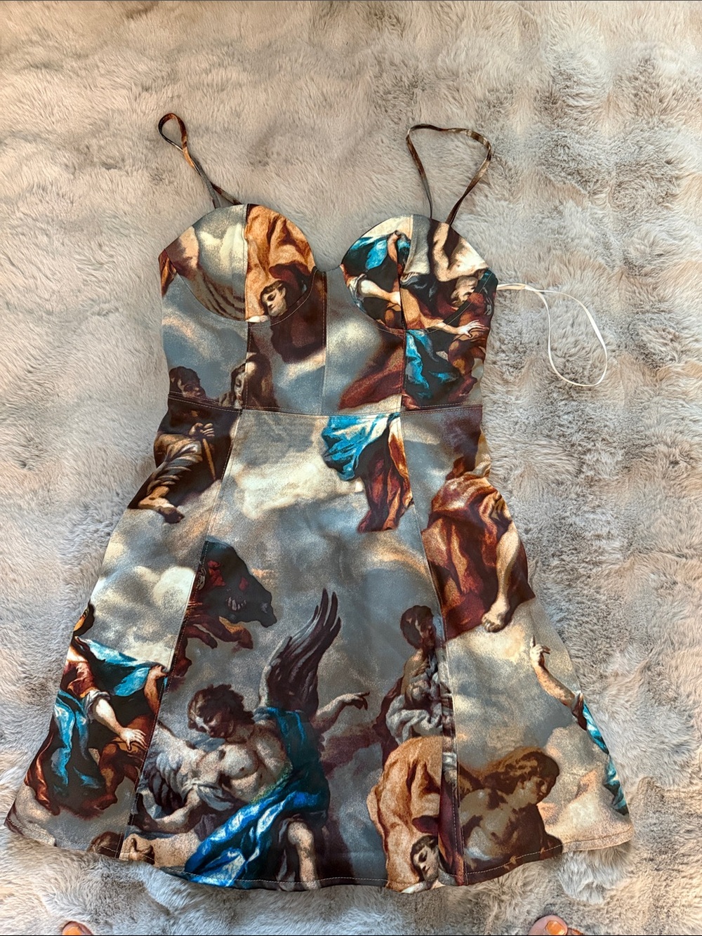 Urban Outfitters Mini Dress with Blue, Brown, Cream & Black Angel Print